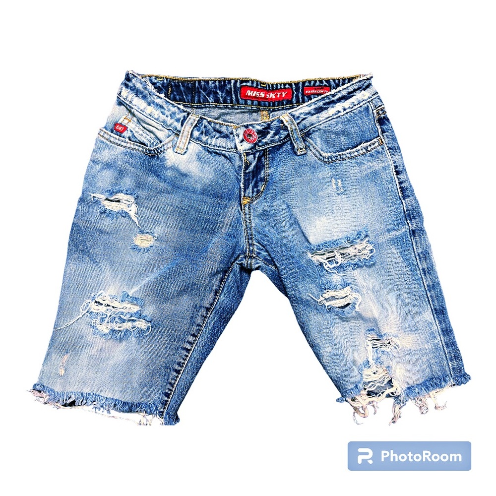 Miss Sixty Jeans Ripped Distressed Jean Shorts - 24